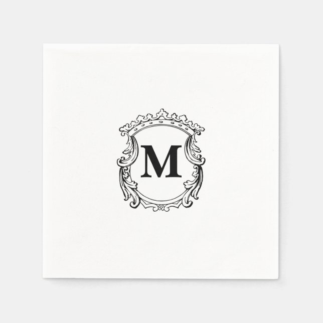 Guardanapo De Papel Elegant Crest Custom Monogram  (Frente)