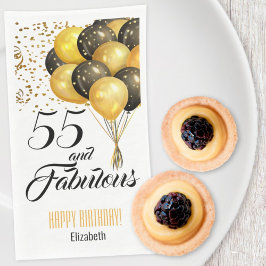 Guardanapo De Papel Elegant Custom Number Birthday Gold Confetti Black