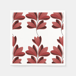 Guardanapo De Papel Elegant Dark Red Stylized Floral Branch