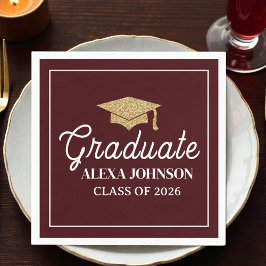Guardanapo De Papel Elegant Deep Burgundy Class Of 2026 Graduation