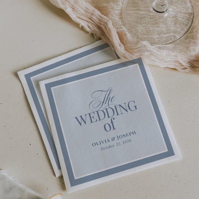 Guardanapo De Papel Elegant Dusty Blue | Classic Luxe Wedding (Criador carregado)