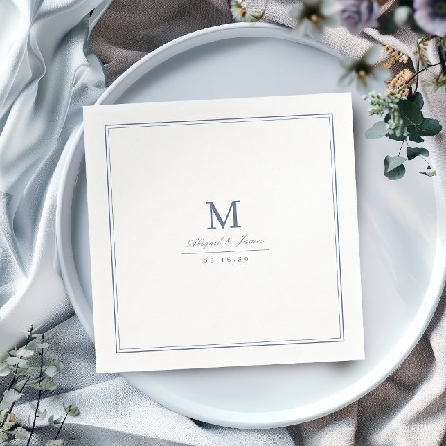Guardanapo De Papel Elegant dusty blue minimalist monogram (Elegant dusty blue minimalist monogram napkins)