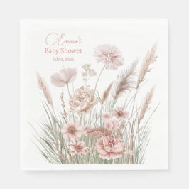 Guardanapo De Papel Elegant Dusty Rose Meadow Flowers Baby Shower