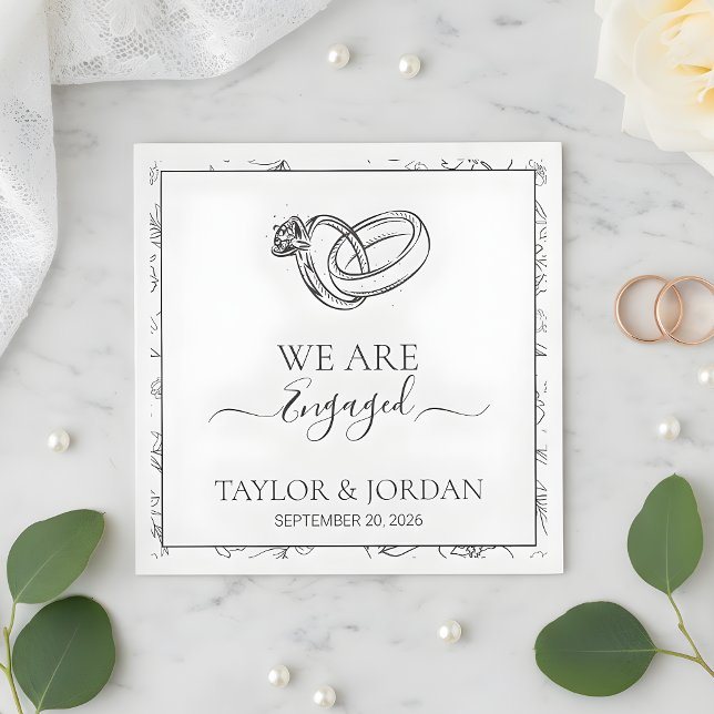 Guardanapo De Papel Elegant Engagement Ring We Are Engaged Custom  (Criador carregado)