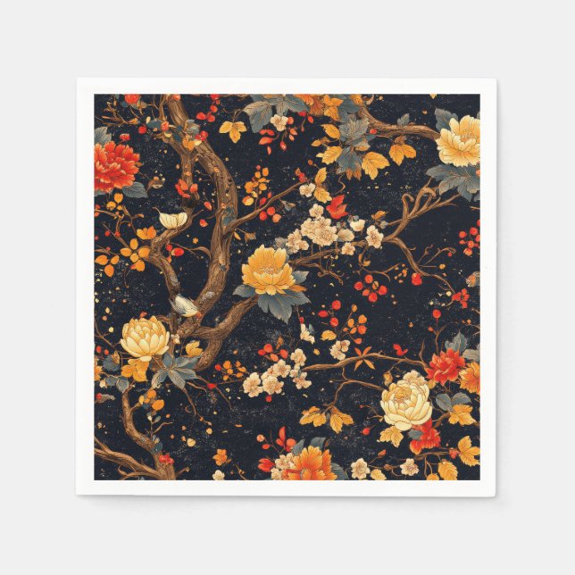 Guardanapo De Papel Elegant Fall Chinoiserie Paper Plate (Frente)