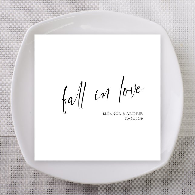 Guardanapo De Papel Elegant Fall in Love Script Minimalist Wedding (Elegant Fall in Love Script Minimalist Wedding Napkins
)