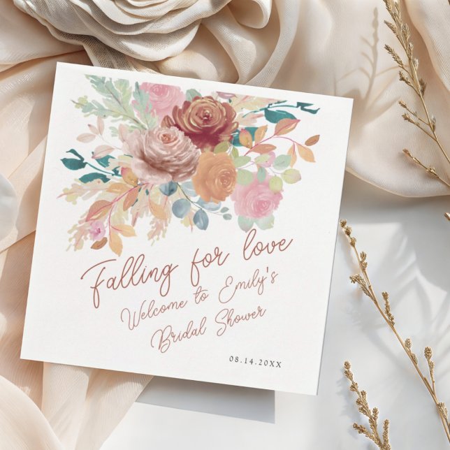 Guardanapo De Papel Elegant Fall Terracotta Blush Floral Bridal Shower (Criador carregado)