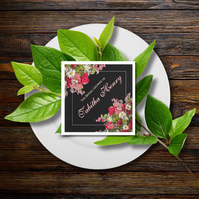 Guardanapo De Papel Elegant Floral Black Flower Photo  (Criador carregado)