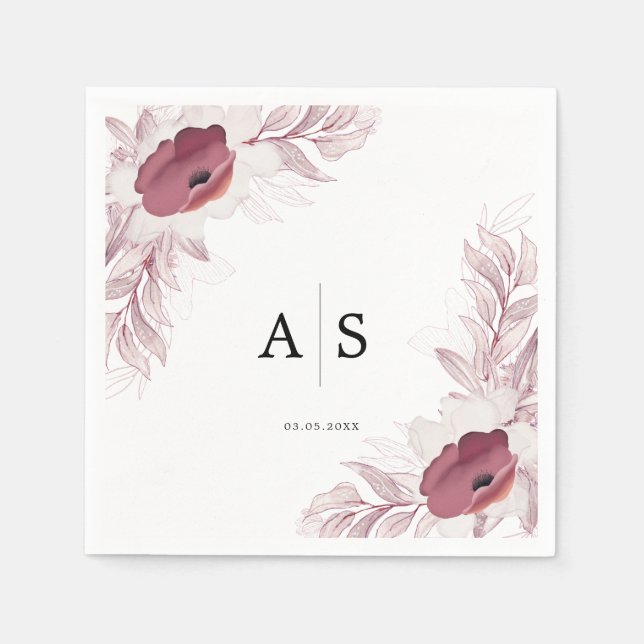 Guardanapo De Papel Elegant floral Burgunder-Rot-Weiß (Frente)