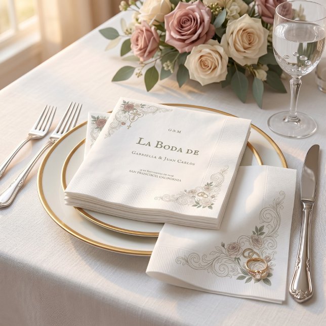 Guardanapo De Papel Elegant Floral Catolic Cross La Boda De (Criador carregado)