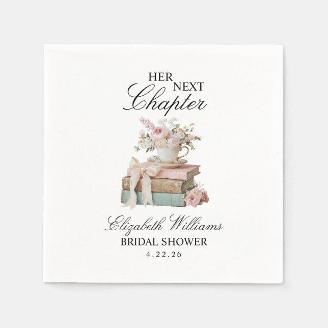 Guardanapo De Papel Elegant Floral Her Next Chapter Bridal Shower  (Frente)