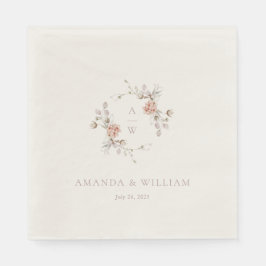 Guardanapo De Papel Elegant Floral Monogram Wedding Napkin