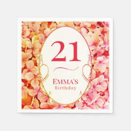 Guardanapo De Papel Elegant Floral Personalized 21st Birthday Party