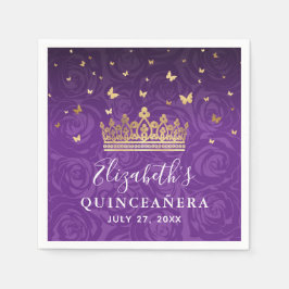 Guardanapo De Papel Elegant Floral Purple Gold Crown Birthday Template