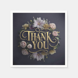 Guardanapo De Papel  Elegant Floral “Thank You” Paper Napkin