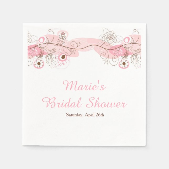 Guardanapo De Papel Elegant Floral Twist Bridal Shower in Pink (Frente)
