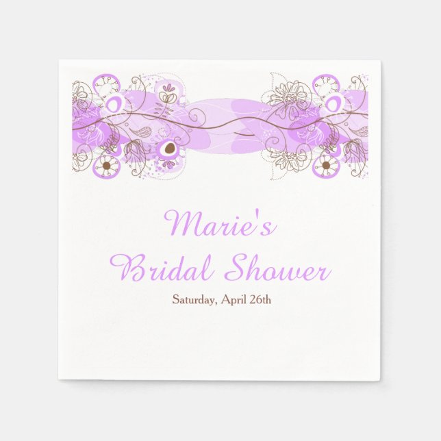 Guardanapo De Papel Elegant Floral Twist Bridal Shower in Purple (Frente)
