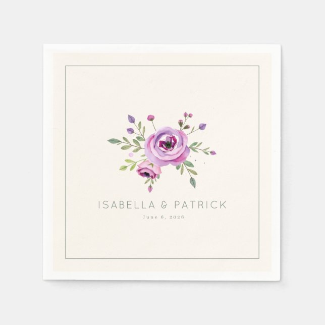 Guardanapo De Papel Elegant Floral Wedding Announcement (Frente)