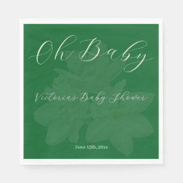 Guardanapo De Papel Elegant Forest & Sage Green "Oh Baby" Name Shower 