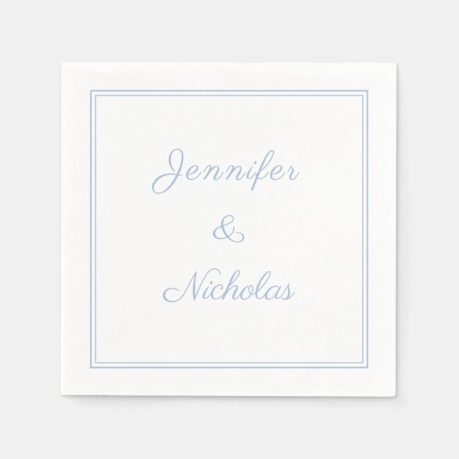 Guardanapo De Papel Elegant Formal Powder Blue Script Wedding (Frente)