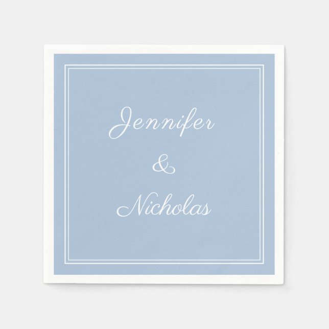 Guardanapo De Papel Elegant Formal Powder Blue Script Wedding (Frente)