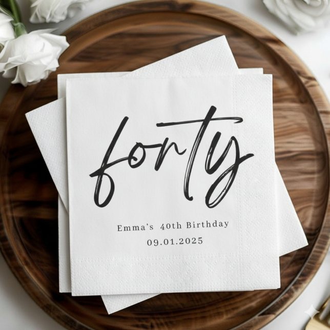 Guardanapo De Papel Elegant Forty Birthday Party Napkins (Criador carregado)