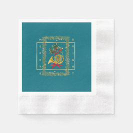 Guardanapo De Papel Elegant French Horn Christmas Teal Paper