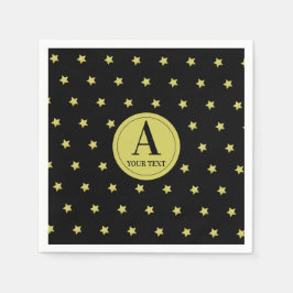 Guardanapo De Papel Elegant Gold & Black Star Pattern Monogram