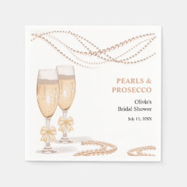 Guardanapo De Papel Elegant Gold Bow Pearls and Prosecco Bridal Shower
