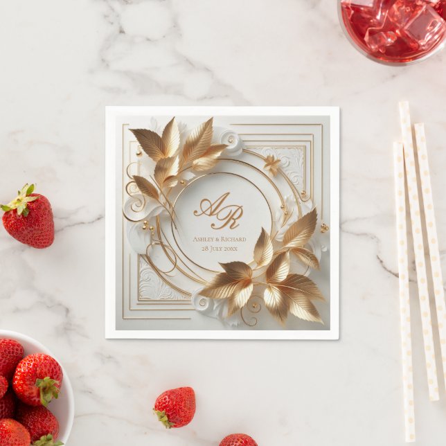 Guardanapo De Papel Elegant Gold Monogram Wedding  (Insitu)