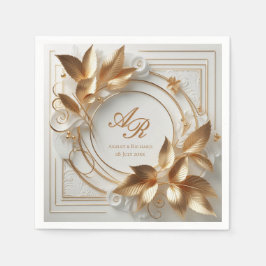 Guardanapo De Papel Elegant Gold Monogram Wedding 