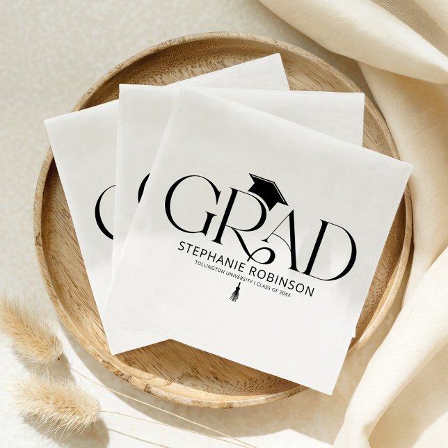 Guardanapo De Papel Elegant Graduation Tassel White (Criador carregado)
