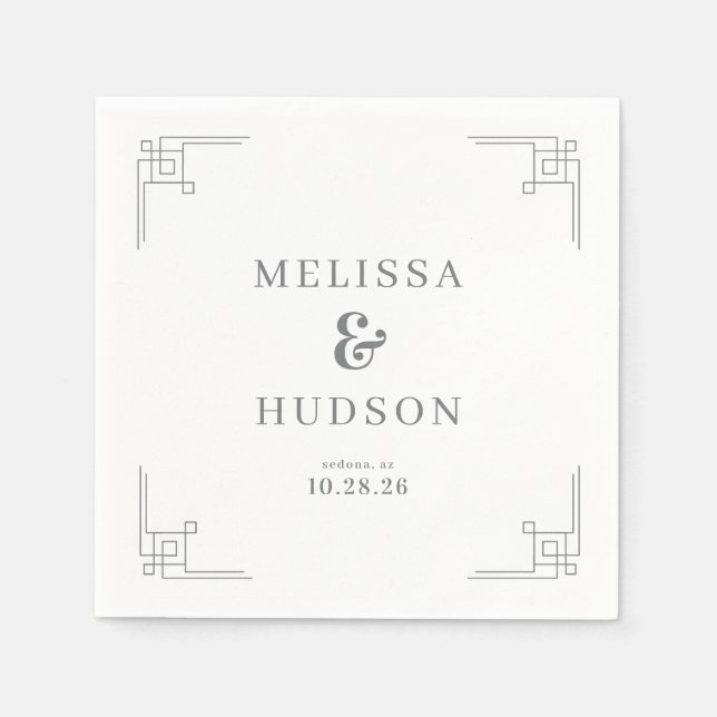 Guardanapo De Papel Elegant Gray Geometric Lines (Frente)