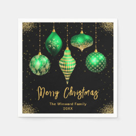 Guardanapo De Papel Elegant Green and Gold Ornament Christmas