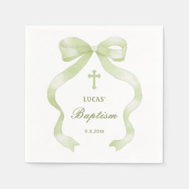 Guardanapo De Papel Elegant Green Bow Baptism