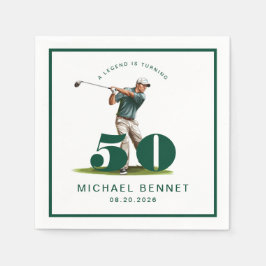 Guardanapo De Papel Elegant Green Golf 50th Birthday