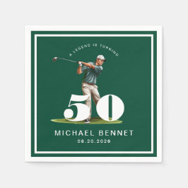 Guardanapo De Papel Elegant Green Golf 50th Birthday