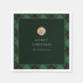 Guardanapo De Papel Elegant Green Plaid Merry Christmas Holiday Party 