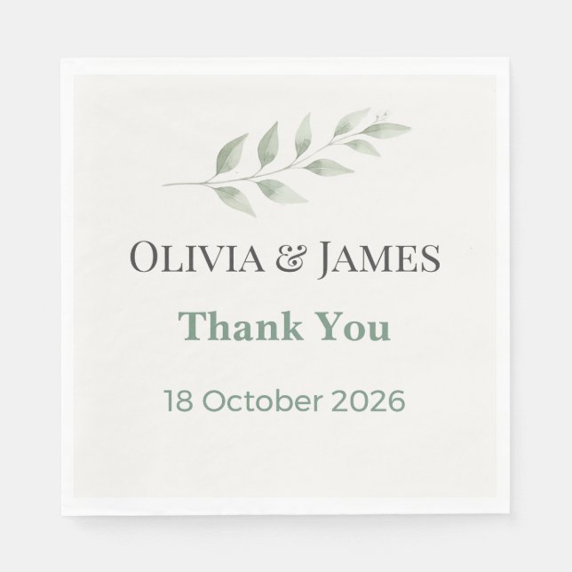 Guardanapo De Papel Elegant Greenery Wedding Napkins (Frente)