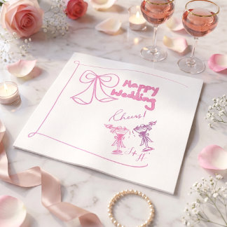 Guardanapo De Papel Elegant hand drawn pink minimalist cocktail