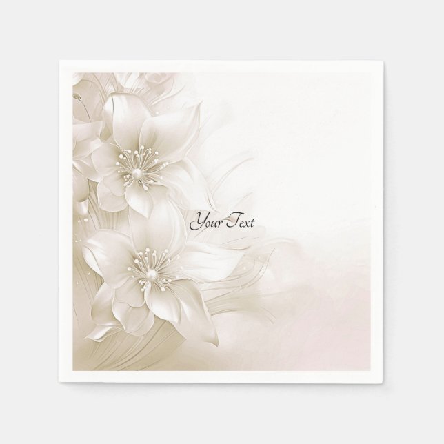 Guardanapo De Papel Elegant Ivory White Flowers Napkins (Frente)