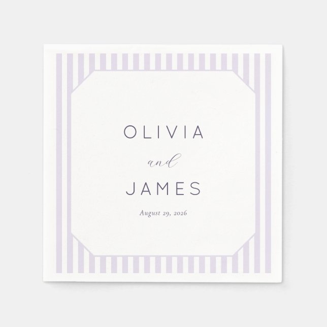 Guardanapo De Papel Elegant Lavender Geometric Stripes (Frente)