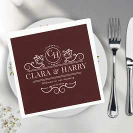 Guardanapo De Papel Elegant luxury romantic minimal weeding burgundy