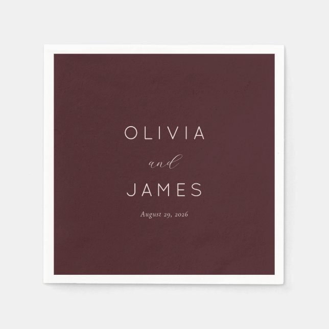 Guardanapo De Papel Elegant Maroon Calligraphy (Frente)
