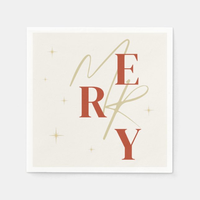 Guardanapo De Papel Elegant Merry Christmas Typography (Frente)