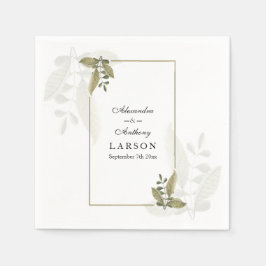 Guardanapo De Papel Elegant Minimalist Greenery Wedding Napkins