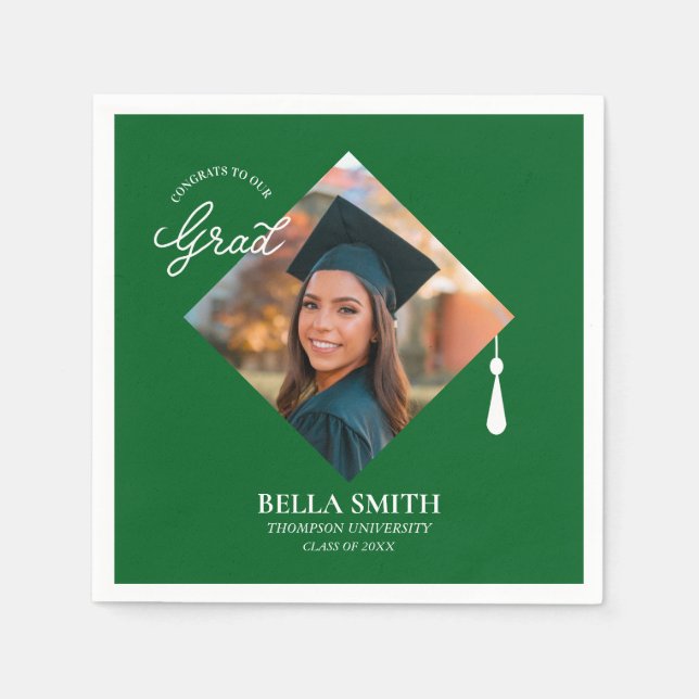 Guardanapo De Papel Elegant Modern Calligraphy Custom Graduation Photo (Frente)