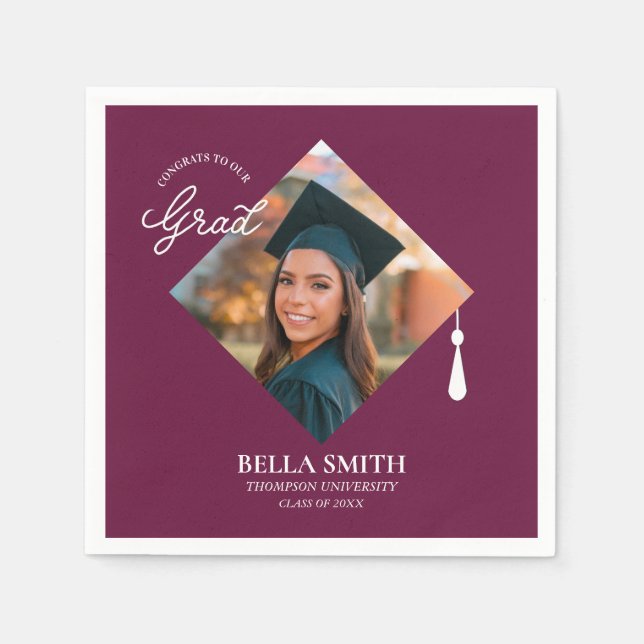 Guardanapo De Papel Elegant Modern Calligraphy Custom Graduation Photo (Frente)