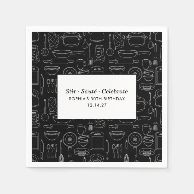 Guardanapo De Papel Elegant Modern Cooking Party Chef Birthday Party (Frente)