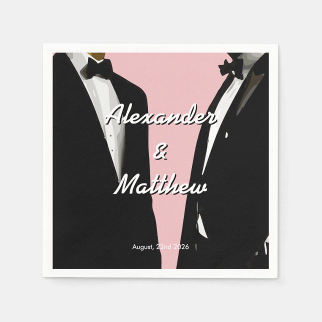 Guardanapo De Papel Elegant Modern Gay Men Wedding Rainbow (Frente)